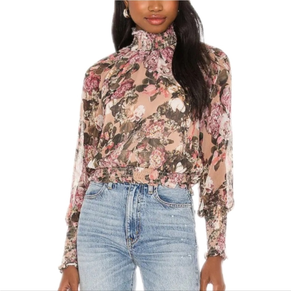 AMANDA UPRICHARD Bentley Top in Pink Floral Print